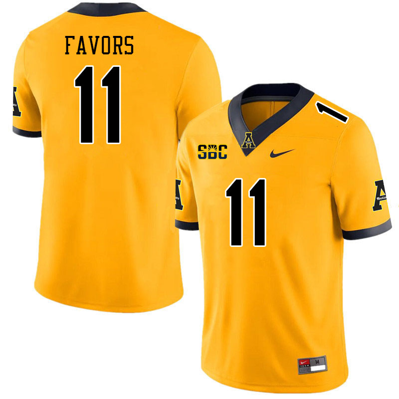 Men #11 Jordan Favors Appalachian State Mountaineers College Football Jerseys Stitched Sale-Gold